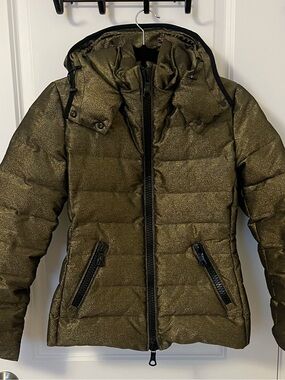 Moncler Metallic Gold and Black Quilted Jacket